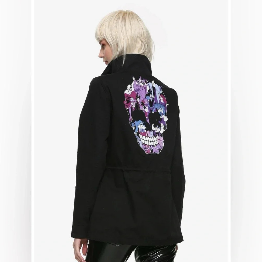 Hot Topic Disney Villains Skull Black Cargo Jacket Juniors‎ Large Grunge Goth